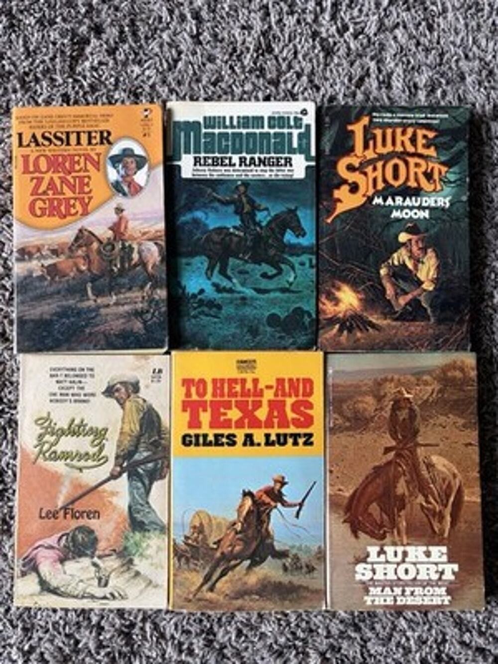 Lot of 6 Vintage Western Paperback Books Luke Short Lutz Floren MacDonald (0228)